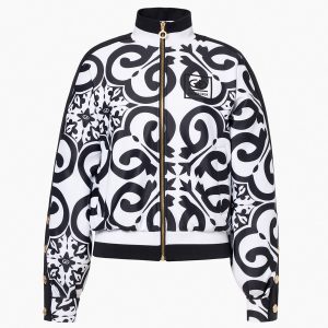 Goldbergh Solara Track jacket met zwart-wit tegelprint vooraanzicht sportshop pier