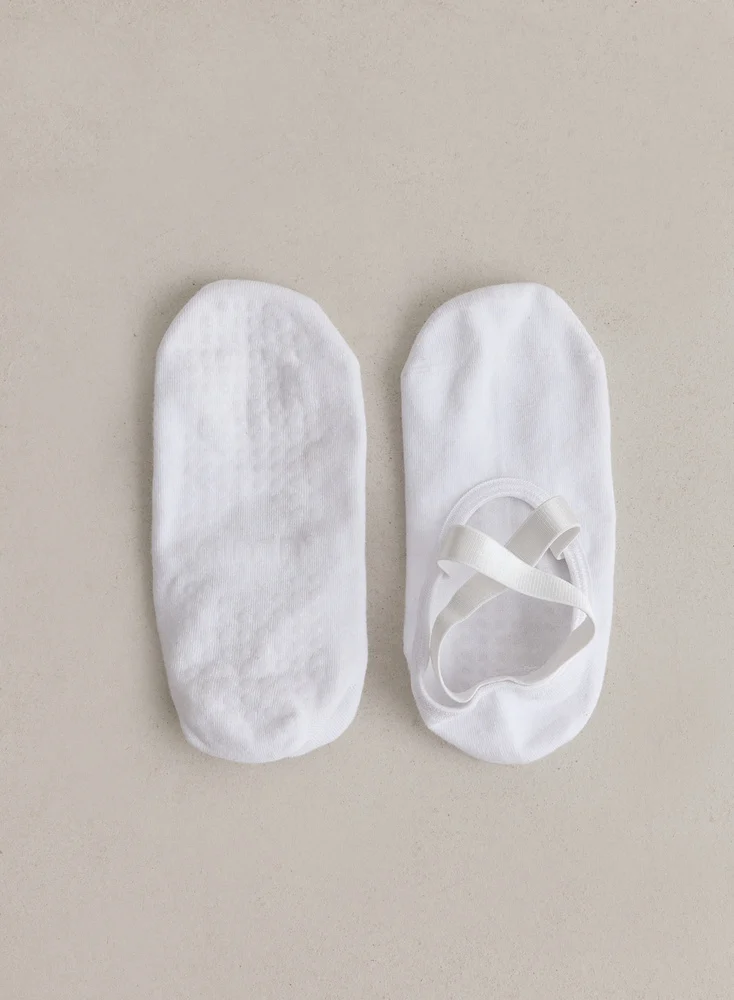 Witte Aim'n pilates sokken met anti-slip zool voor grip