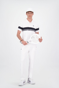 Witte Airforce Rafa sportpolo voor heren met streepdetail op de kraag