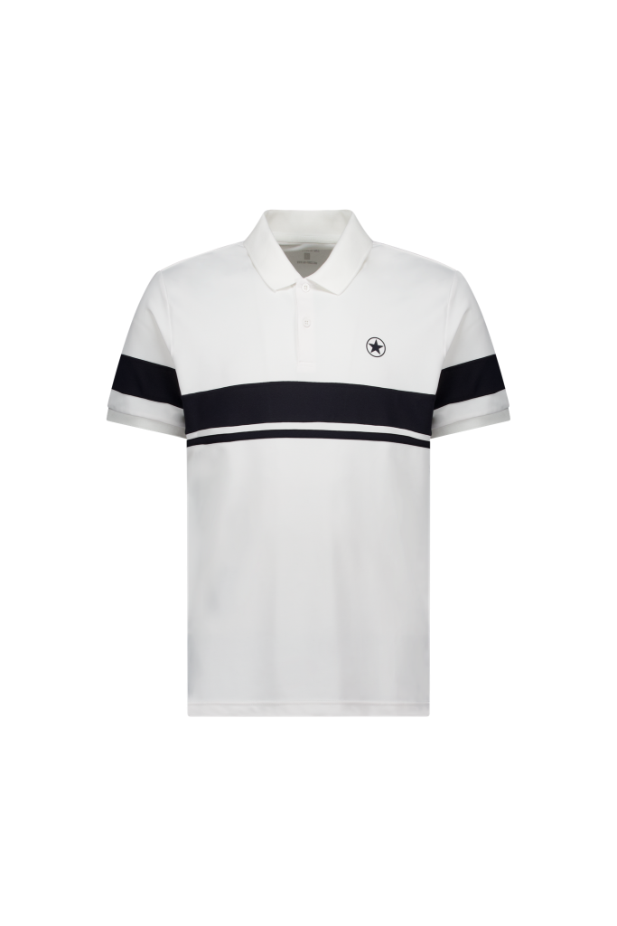 Witte Airforce Rafa sportpolo voor heren met streepdetail op de kraag