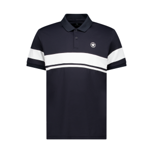 Donkerblauwe Airforce RAF Stripe Polo voor heren met contrasterende strepen op de kraag en mouwen