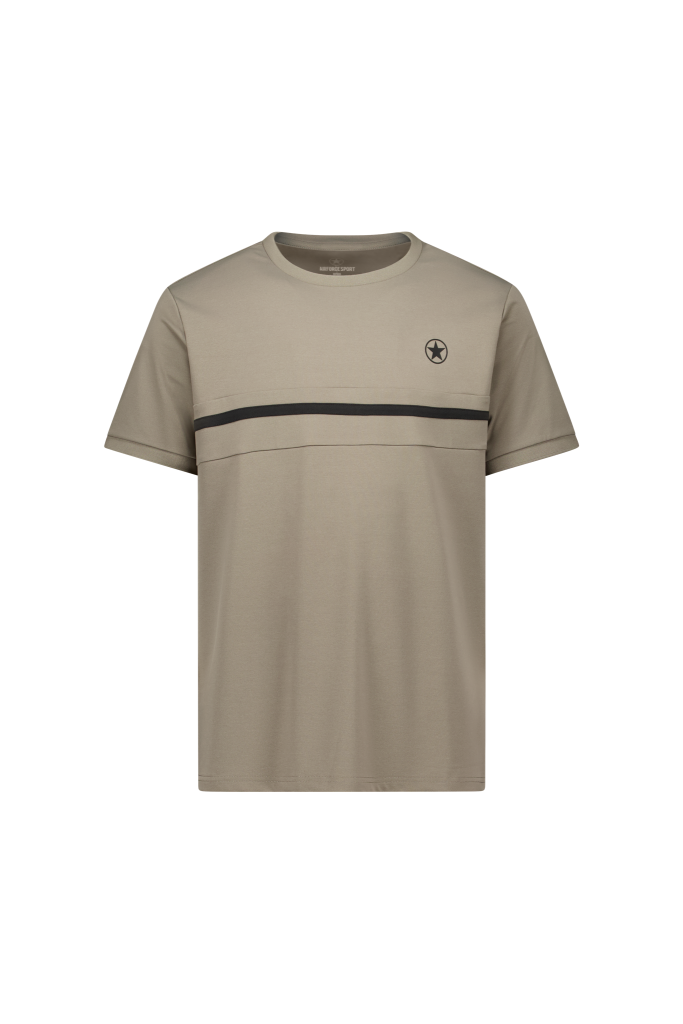 Heren sportshirt Airforce Nova Stripe in de kleur Brindle met streepdetail op de mouw