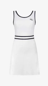 Luxe wit geribbelde sportjurk met blauwe details van House of Gravity voor tennis of padel