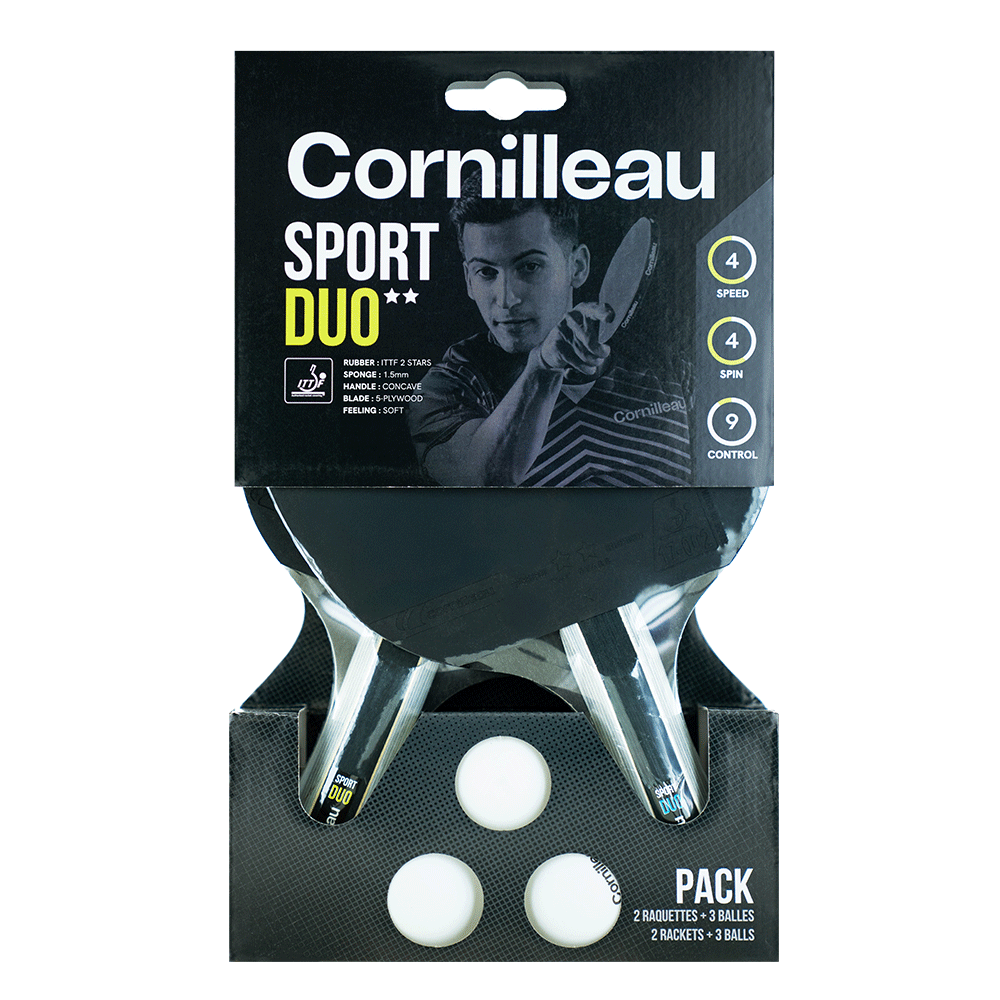 Cornilleau Sport Pack Duo tafeltennisset met 2 batjes en 3 ballen