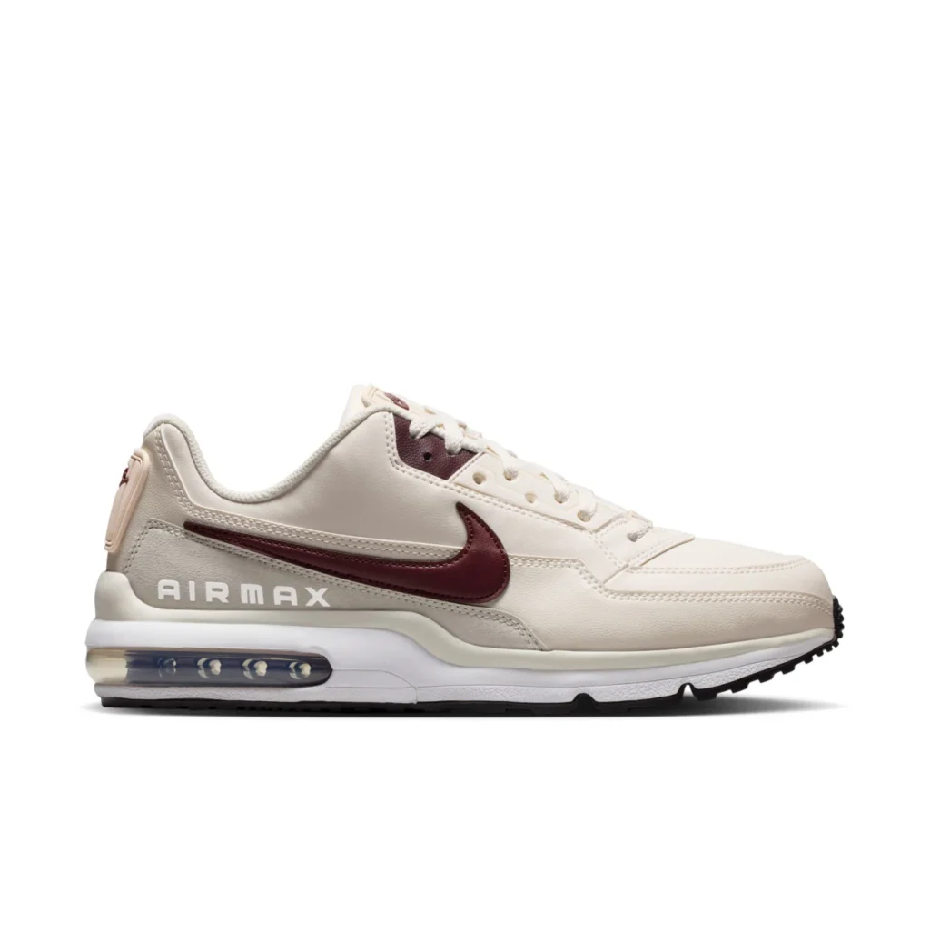 Nike Air Max LTD 3 herensneaker in wit en bordeaux rood.