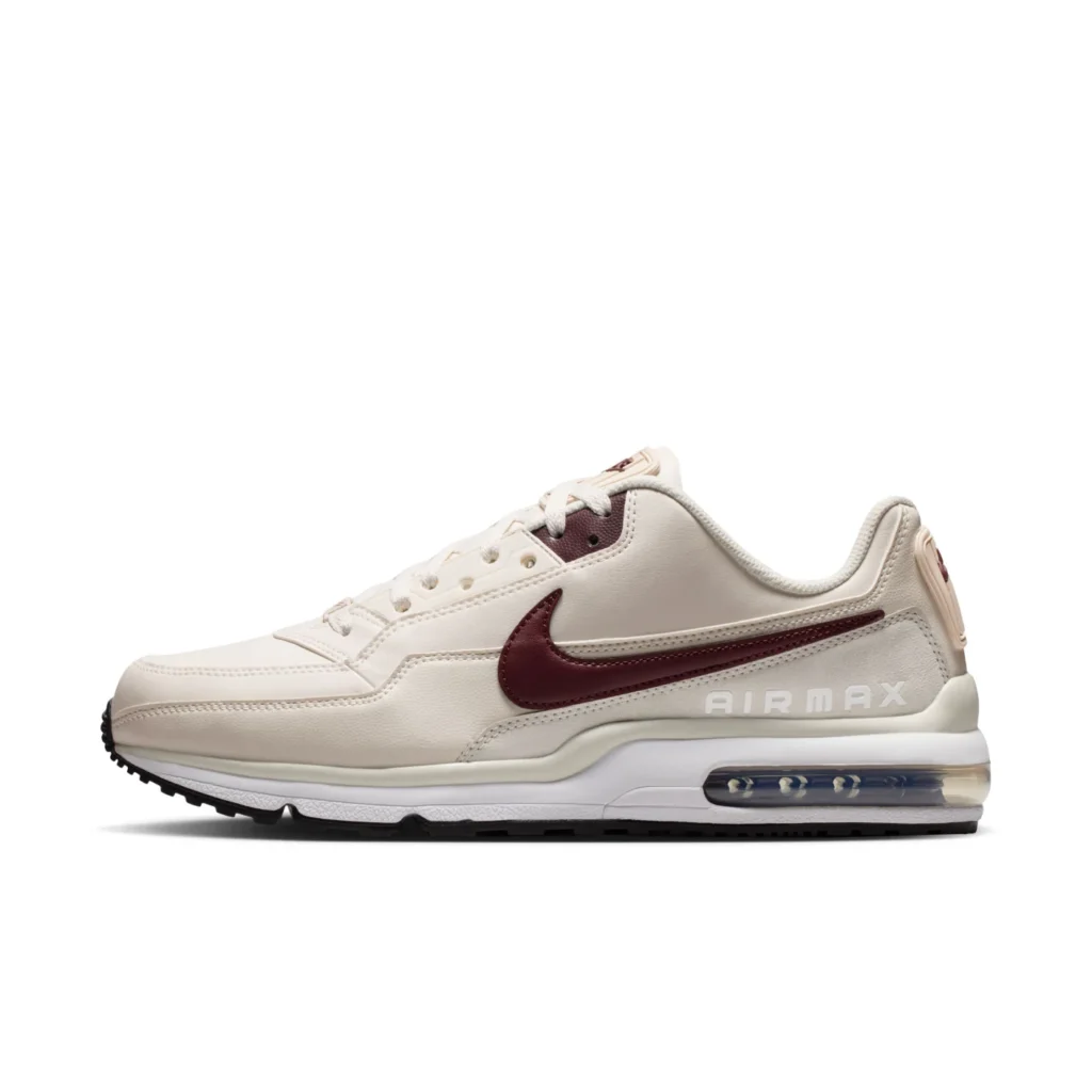 Nike Air Max LTD 3 herensneaker in wit en bordeaux rood.