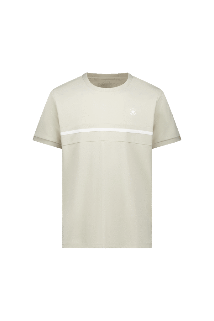 Detail van het gestreepte patroon en de Oatmeal kleur van het Airforce Nova shirt.