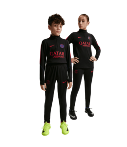 Nike PSG Strike Drill set voor kinderen – donkerblauw met Paris Saint-Germain logo.