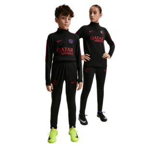 Nike PSG Strike Drill set voor kinderen – donkerblauw met Paris Saint-Germain logo.