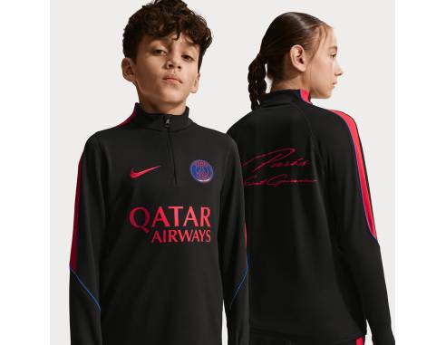 Nike PSG Strike Drill set voor kinderen – donkerblauw met Paris Saint-Germain logo.