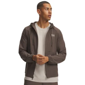 Under Armour Vibe Woven Jacket heren sportjack bruin vooraanzicht