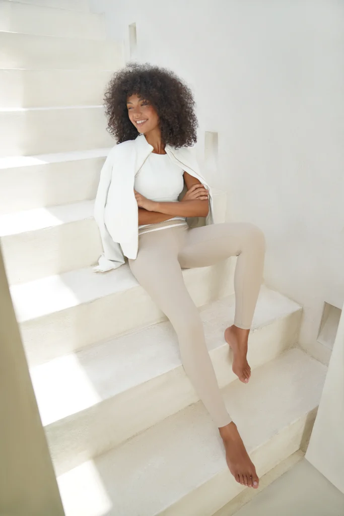 House of Gravity Line Leggings dames in Sand Stone White sportlegging