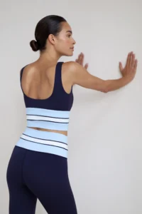 House of Gravity Stripe Leggings dames in Deep Blue White Crystal Blue sportlegging