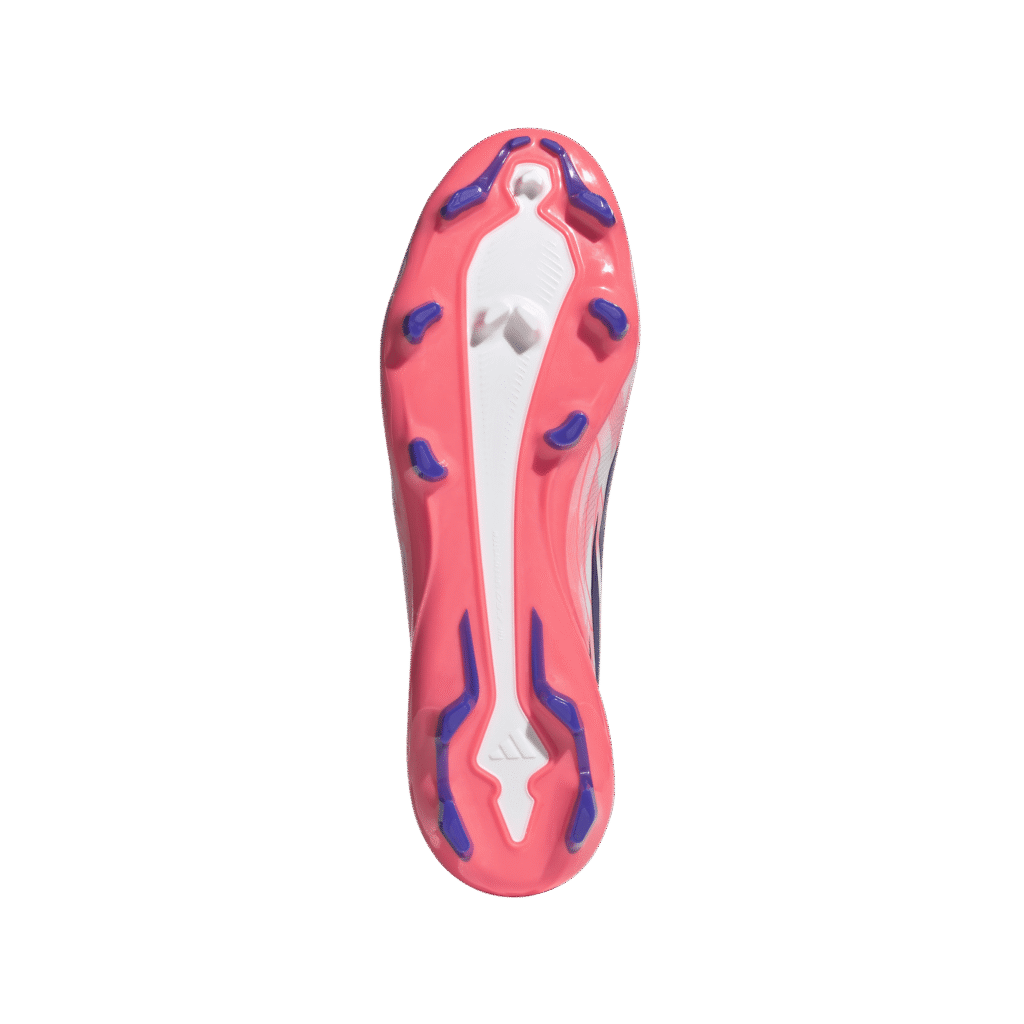 adidas F50 League Mid FG paars neongeel (art. IH7090) voetbalschoenen met mid-cut boord.