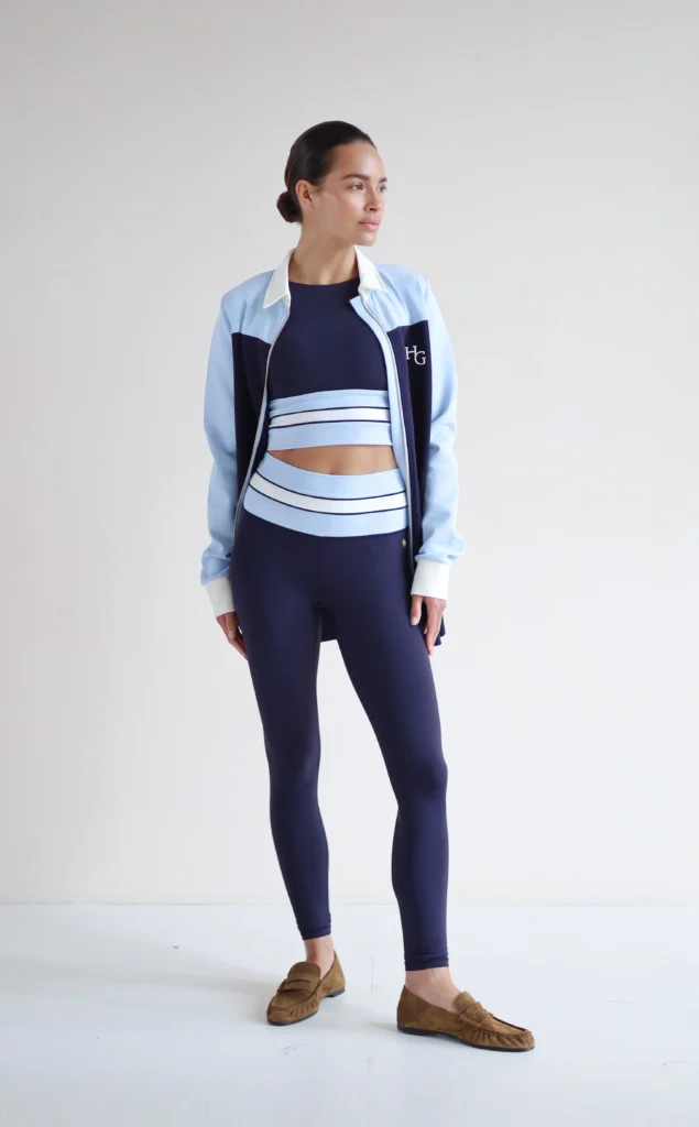 House of Gravity Stripe Leggings dames in Deep Blue White Crystal Blue sportlegging