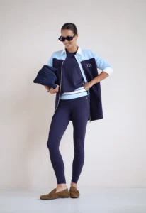 House of Gravity Stripe Leggings dames in Deep Blue White Crystal Blue sportlegging