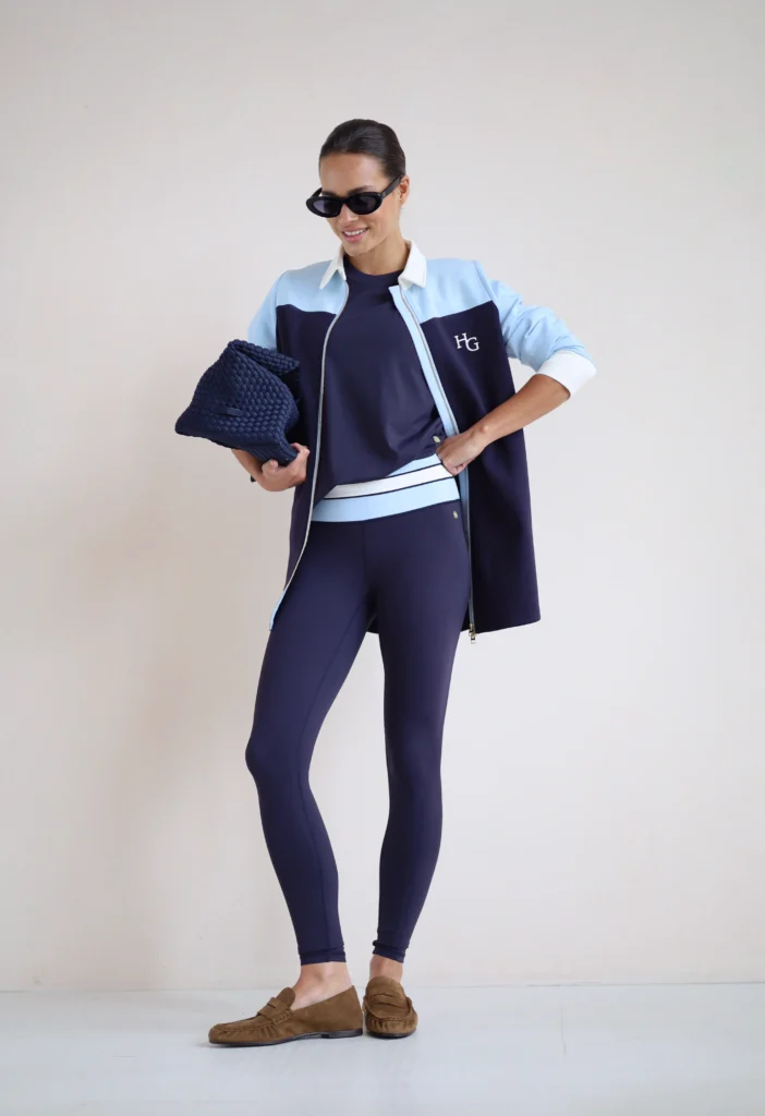 House of Gravity Stripe Leggings dames in Deep Blue White Crystal Blue sportlegging
