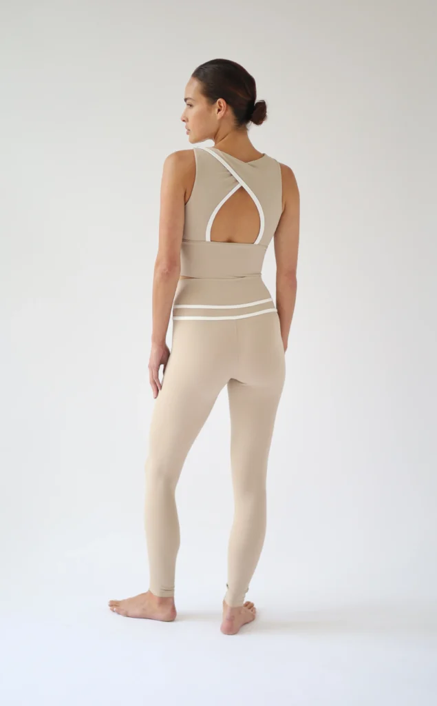 House of Gravity Line Leggings dames in Sand Stone White sportlegging