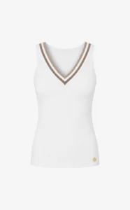 House of Gravity Rib V-Tank Top dames in White Rib Sand Stone sporttop