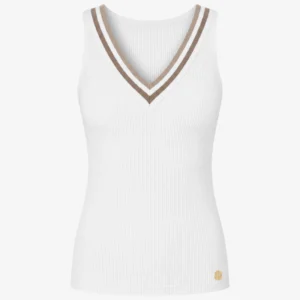 House of Gravity Rib V-Tank Top dames in White Rib Sand Stone sporttop