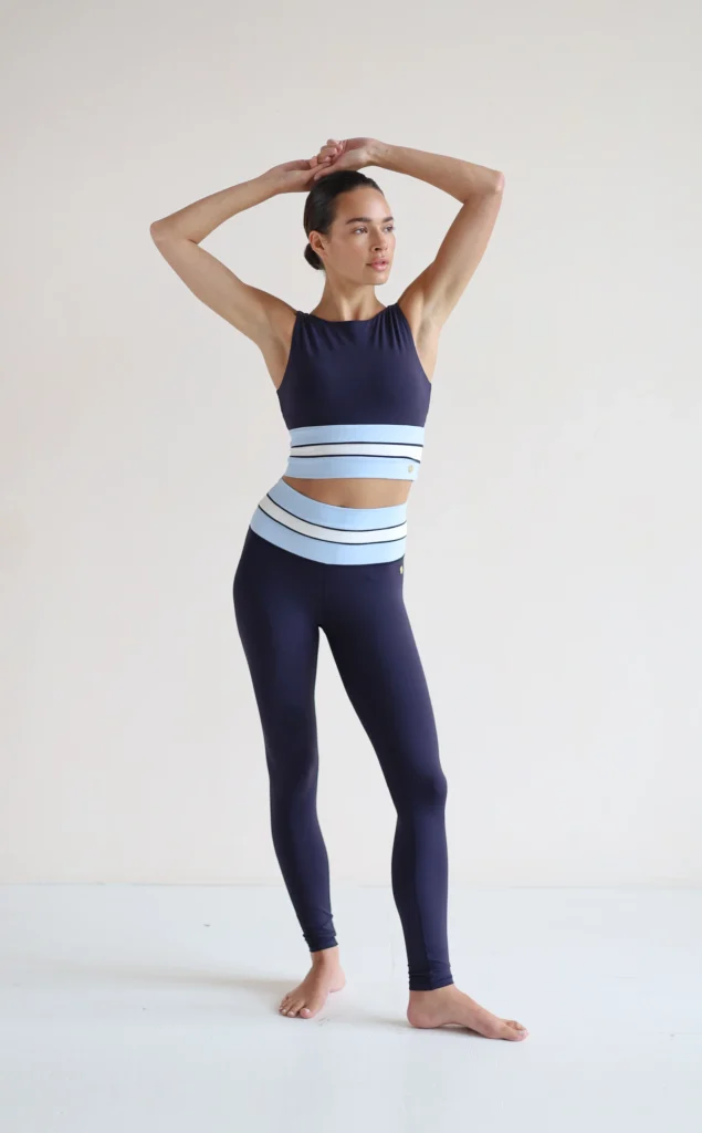 House of Gravity Stripe Leggings dames in Deep Blue White Crystal Blue sportlegging
