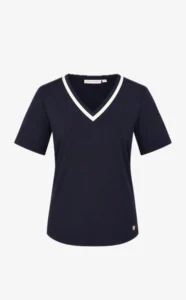 House of Gravity Contrast Tee dames sport T-shirt in Deep Blue White