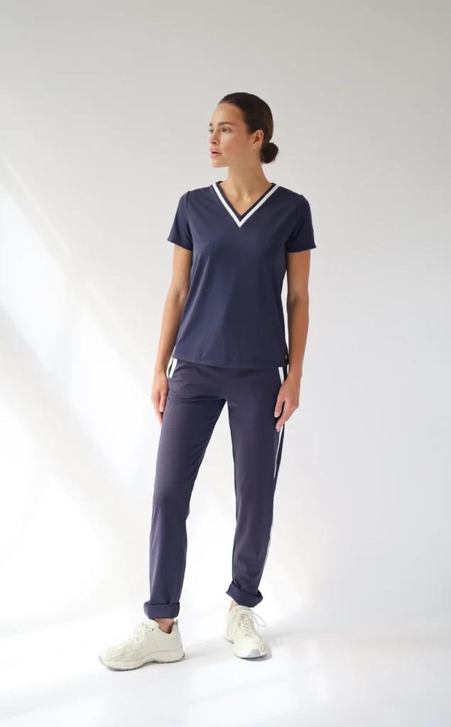 House of Gravity Contrast Tee dames sport T-shirt in Deep Blue White