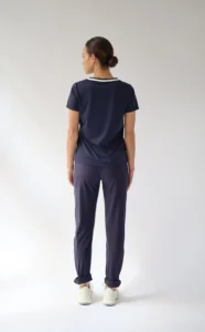House of Gravity Contrast Tee dames sport T-shirt in Deep Blue White
