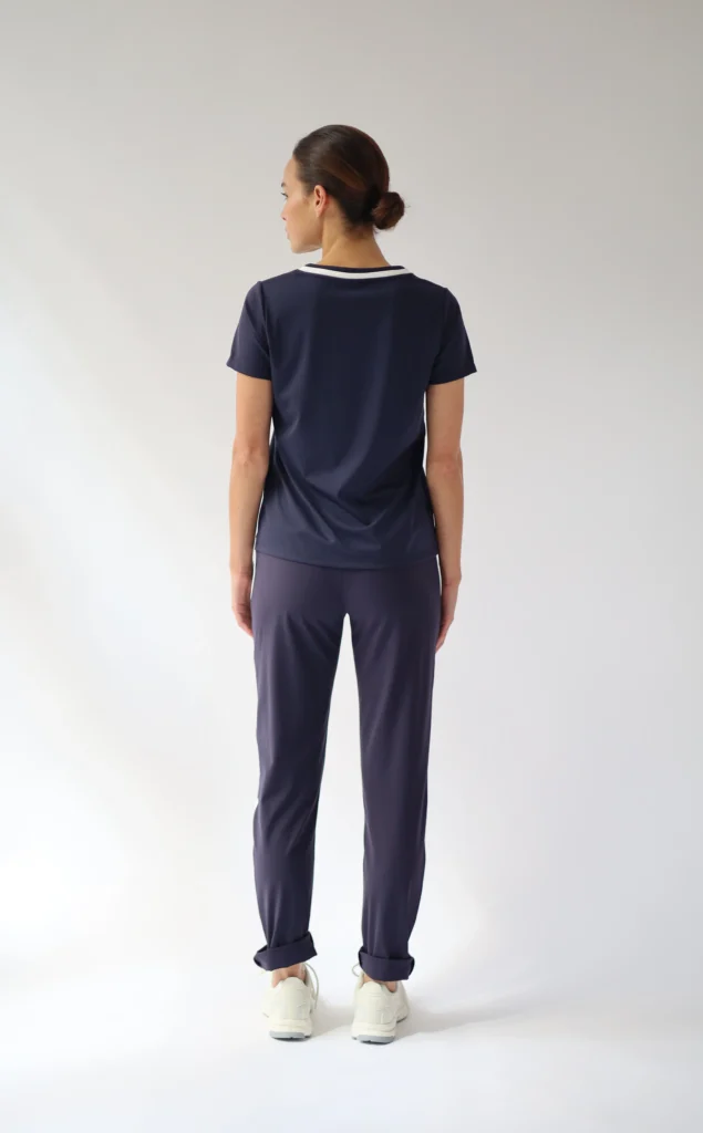 House of Gravity Contrast Tee dames sport T-shirt in Deep Blue White