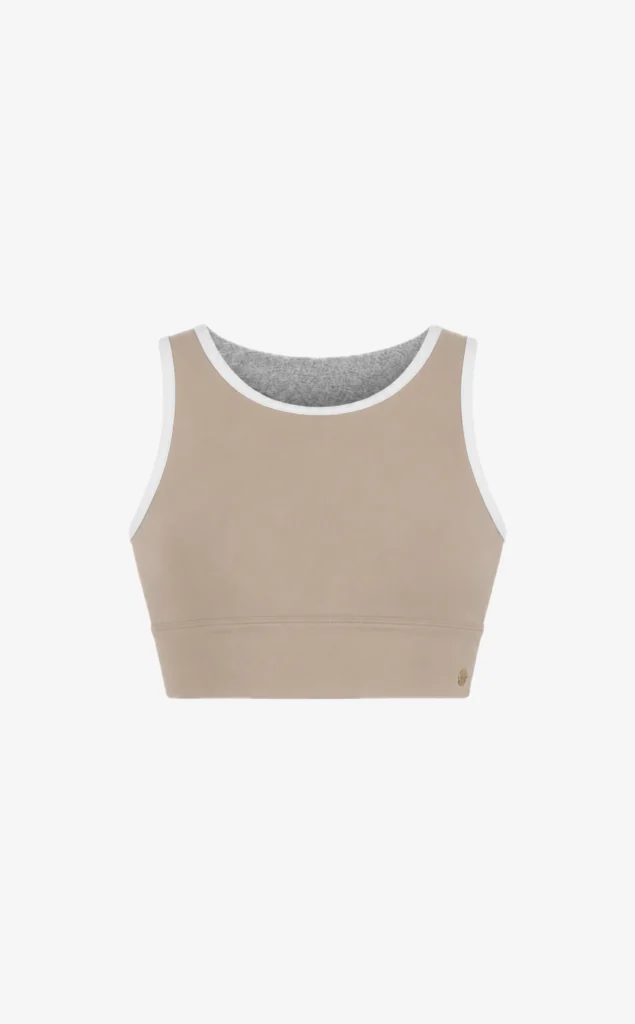 House of Gravity Gravity Crop Top dames in Sand Stone White sporttop