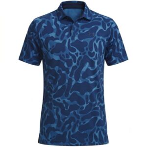 Under Armour Matchplay Printed heren golfpolo donkerblauw met korte mouwen vooraanzicht