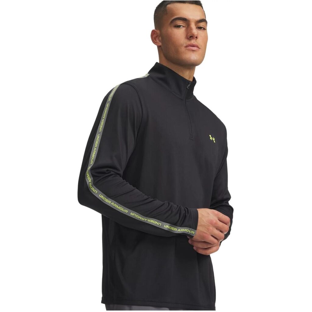 Under Armour Tech Taping 1/2 zip heren sportshirt lange mouwen grijs zwart vooraanzicht