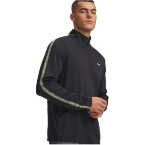 Under Armour Tech Taping 1/2 zip heren sportshirt lange mouwen grijs zwart vooraanzicht