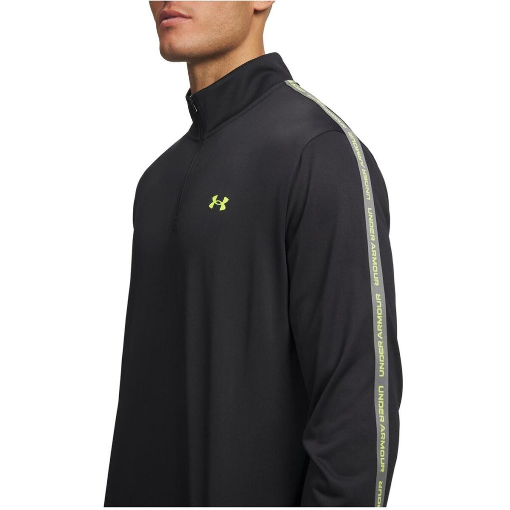 Under Armour Tech Taping 1/2 zip heren sportshirt lange mouwen grijs zwart vooraanzicht
