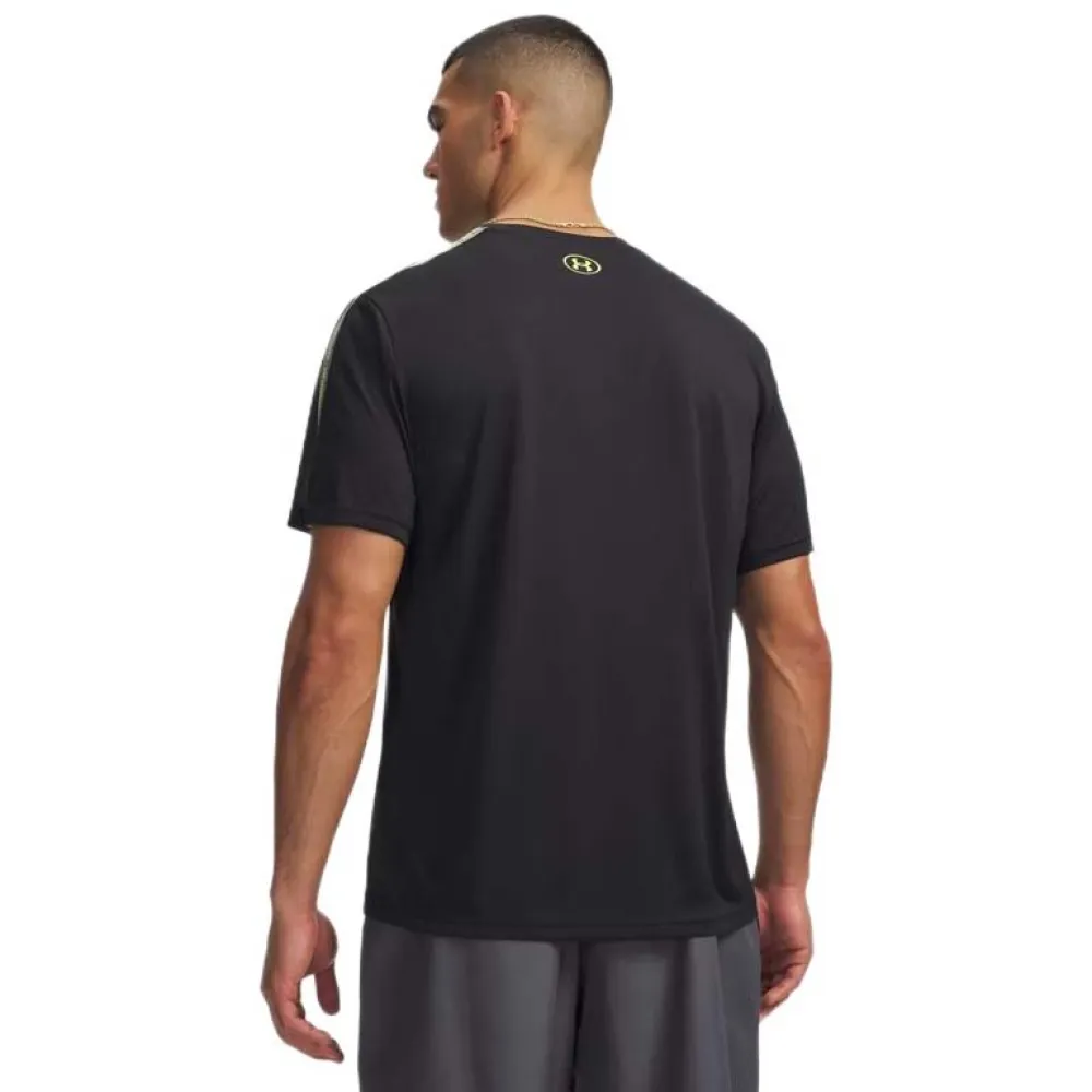 Under Armour Tech Taping heren sportshirt zwart met korte mouwen vooraanzicht
