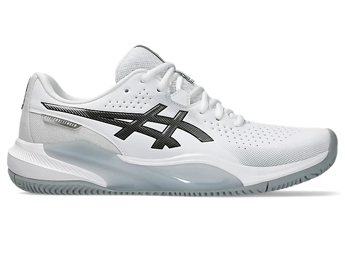 Zijaanzicht van de witte Asics Gel-Challenger 14 Clay heren tennisschoen