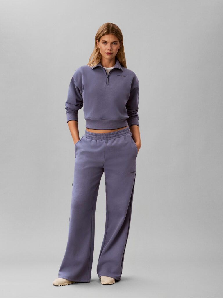 Calvin Klein Brushed French Terry 1/4 zip pip LVGWF6W325-C53 dames sweater met korte rits en opstaande kraag