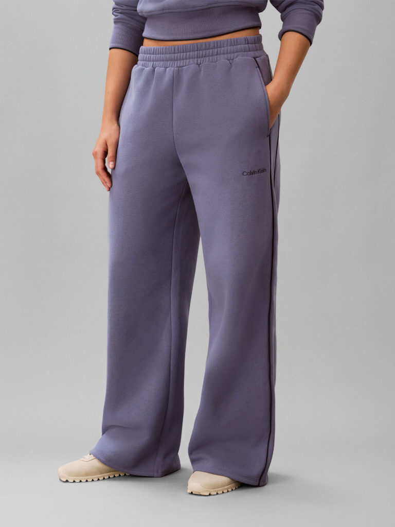 Calvin Klein Brushed French Terry Wide Legging LVGWF6P629-C53 voor dames met wijde pijpen en hoge tailleband