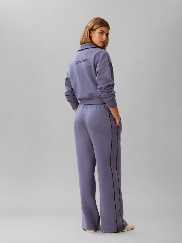 Calvin Klein Brushed French Terry Wide Legging LVGWF6P629-C53 voor dames met wijde pijpen en hoge tailleband