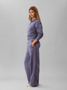 Calvin Klein Brushed French Terry Wide Legging LVGWF6P629-C53 voor dames met wijde pijpen en hoge tailleband