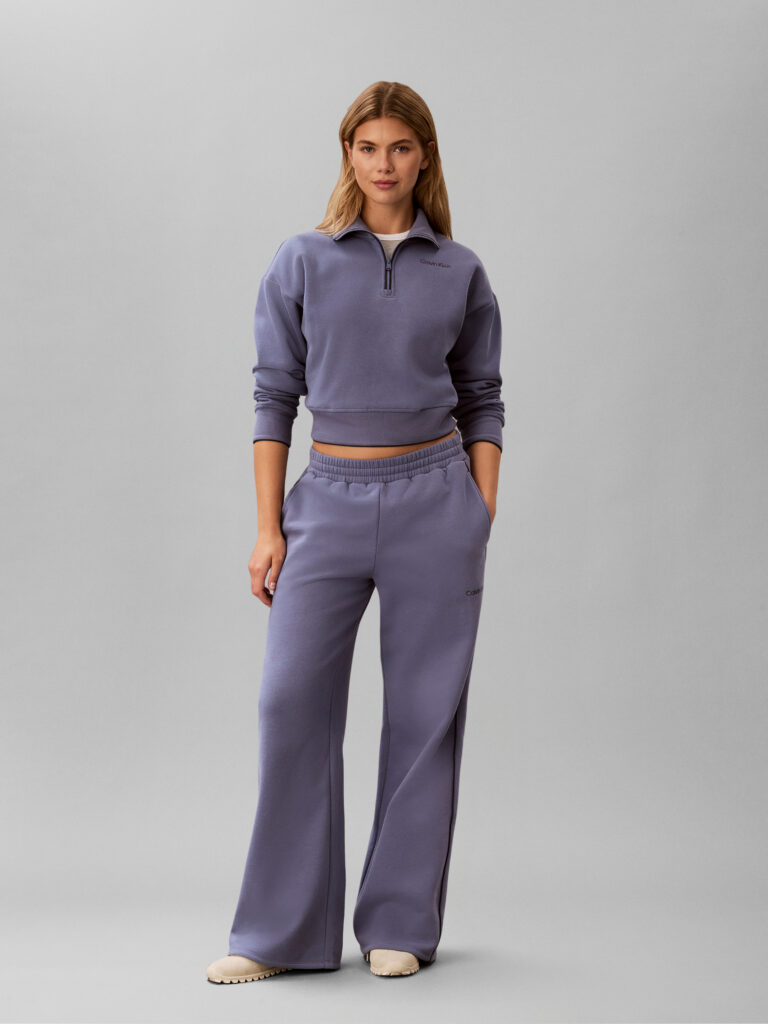 Calvin Klein Brushed French Terry 1/4 zip pip LVGWF6W325-C53 dames sweater met korte rits en opstaande kraag