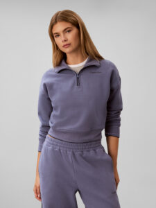 Calvin Klein Brushed French Terry 1/4 zip pip LVGWF6W325-C53 dames sweater met korte rits en opstaande kraag