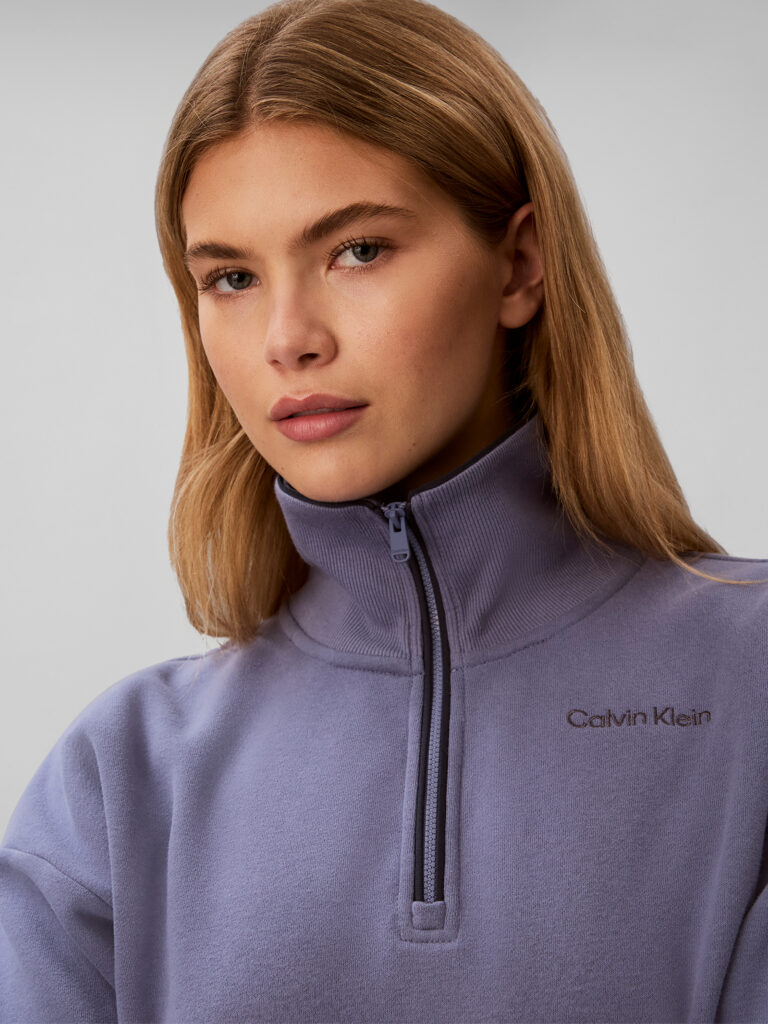 Calvin Klein Brushed French Terry 1/4 zip pip LVGWF6W325-C53 dames sweater met korte rits en opstaande kraag