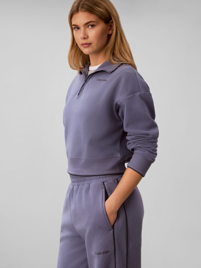 Calvin Klein Brushed French Terry Wide Legging LVGWF6P629-C53 voor dames met wijde pijpen en hoge tailleband