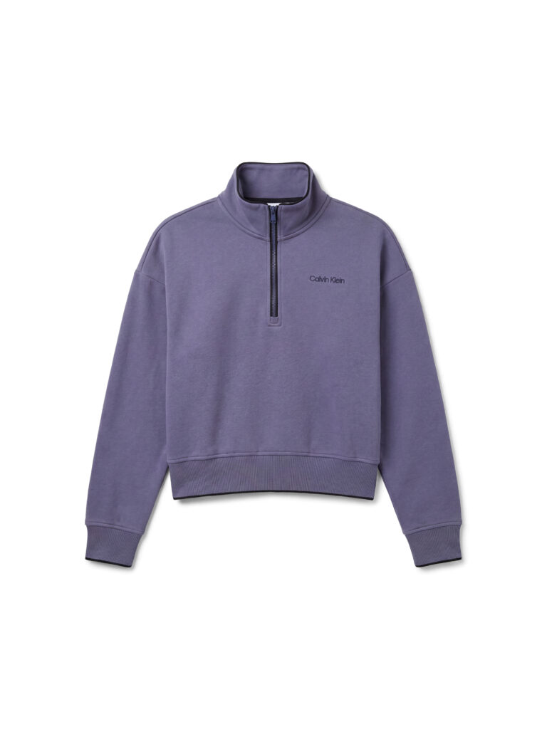Calvin Klein Brushed French Terry 1/4 zip pip LVGWF6W325-C53 dames sweater met korte rits en opstaande kraag