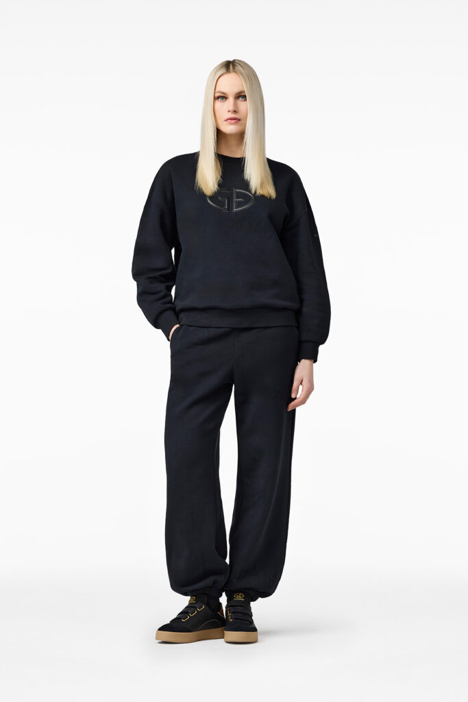 Goldbergh Tova Crew Neck Sweater zwarte dames sweater met ronde hals en subtiel Goldbergh logo