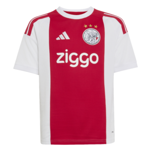 Adidas Ajax Amsterdam thuis tenue bestaande uit het klassieke rode en witte shirt en short