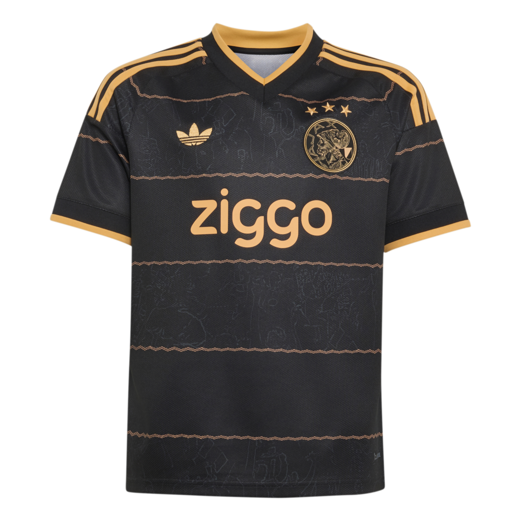 Adidas Ajax Amsterdam Uit Tenue 2026/2027 bestaande uit het officiële uitshirt en de bijpassende uitshort met clubembleem