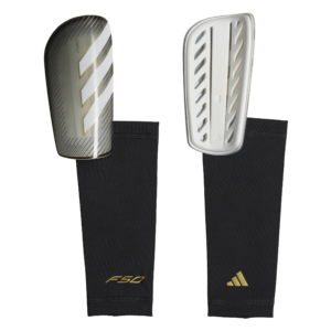 adidas F50 League scheenbeschermers KV9011 in carbon grijs met zwarte compressiekousen