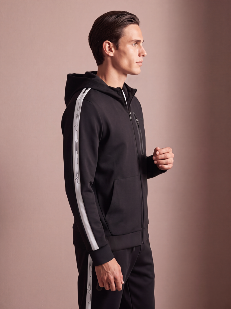 Sjeng Sports Men's Hooded Jacket Memphis B001 heren vest in het zwart met doorlopende rits en capuchon